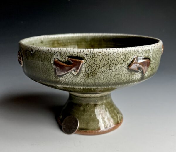 Green Pedestal Bowl w/ Arrows